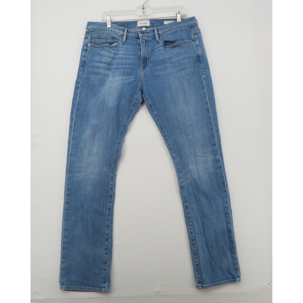 FRAME L'Homme Slim Fit Mens Jeans Size 36 Medium Blue Denim Pants
